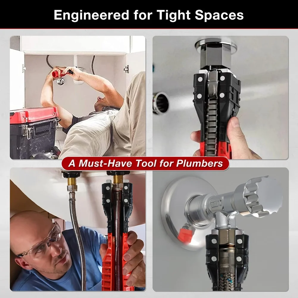 

CQMF-18-In-1 Multifunctional Sink Wrench, Plumbing Tool For Faucet & Sink Installation, Undersink Basin Wrench