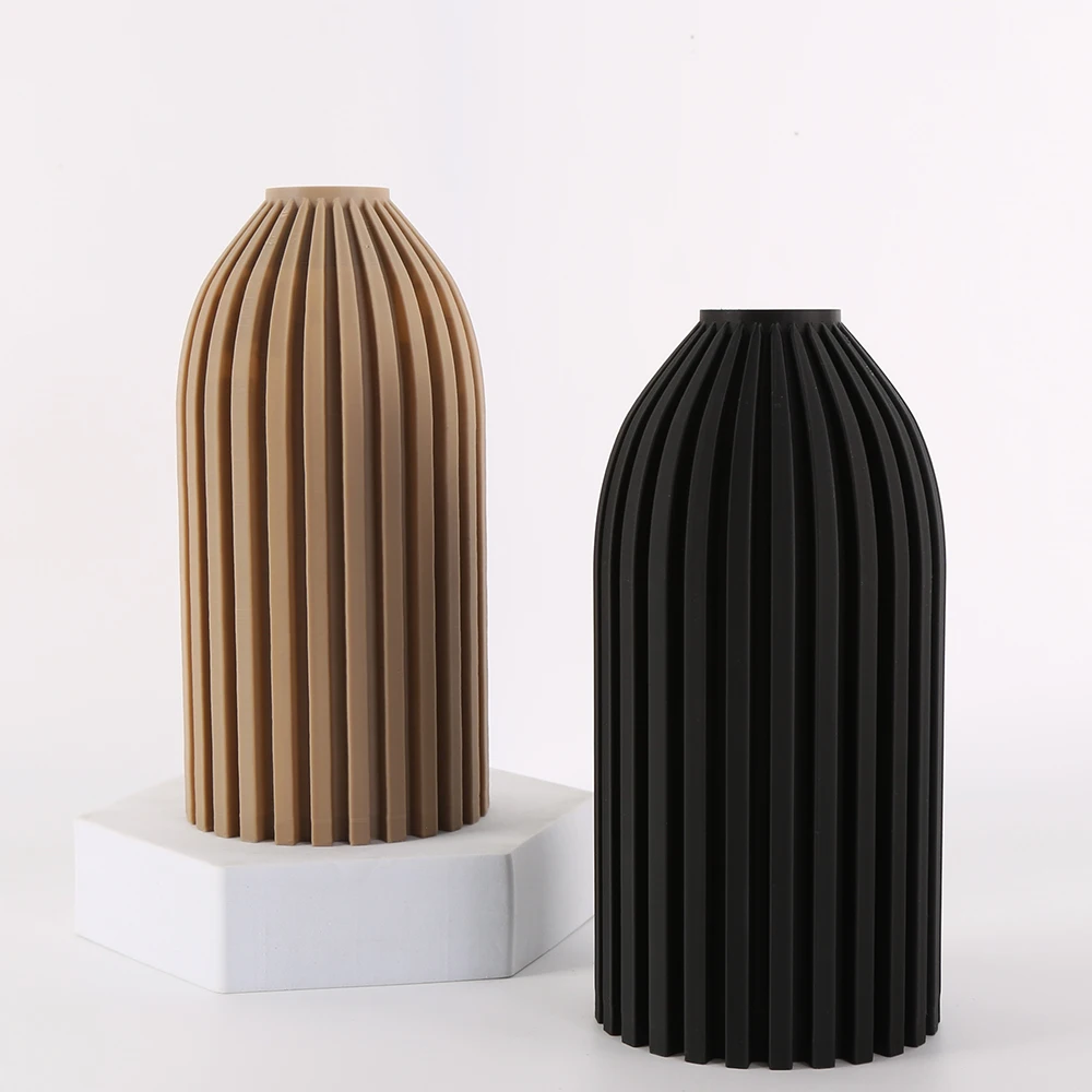 Cross-Border Morandi-Colored Vertical-Striped Vases. Multiple Colors Are Available, Suitable for Dried Flowers and Fresh
