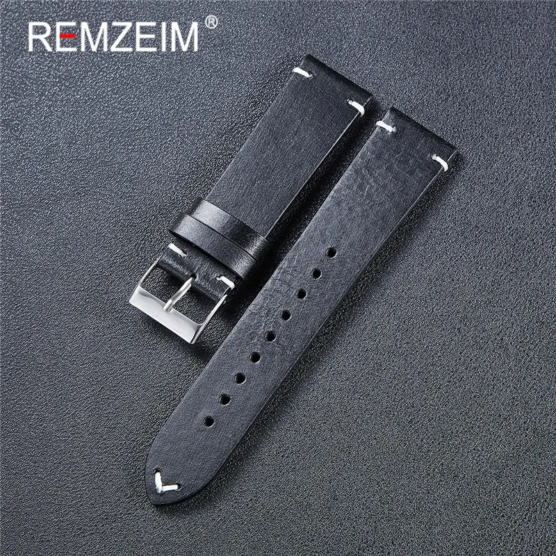 Hand Made Retro Red Brown Leather Watch Band Quick Release Calfskin Watch Strap Bracelet 18mm 20mm 22mm Watch Accessories