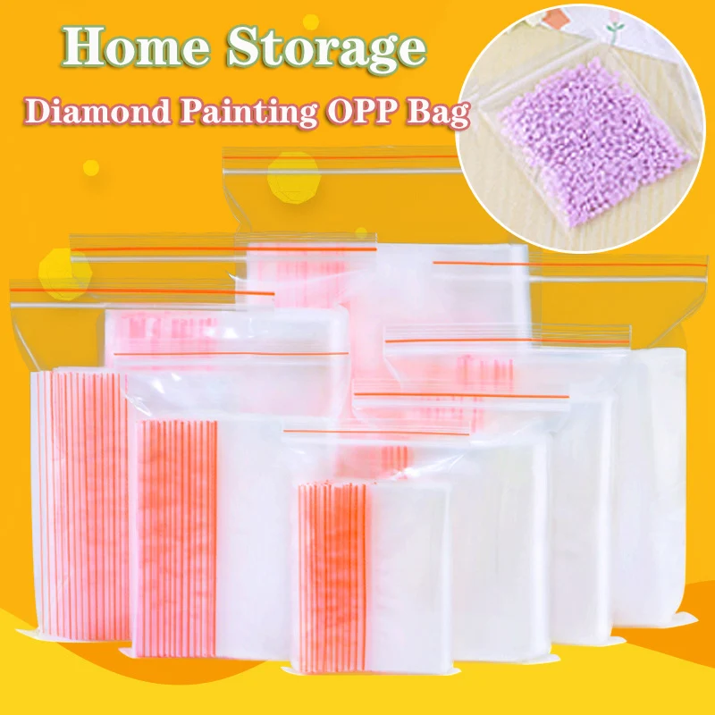 Прозрачный пластиковый самозапечатывающийся пакет для алмазной живописи, 100/500 шт.