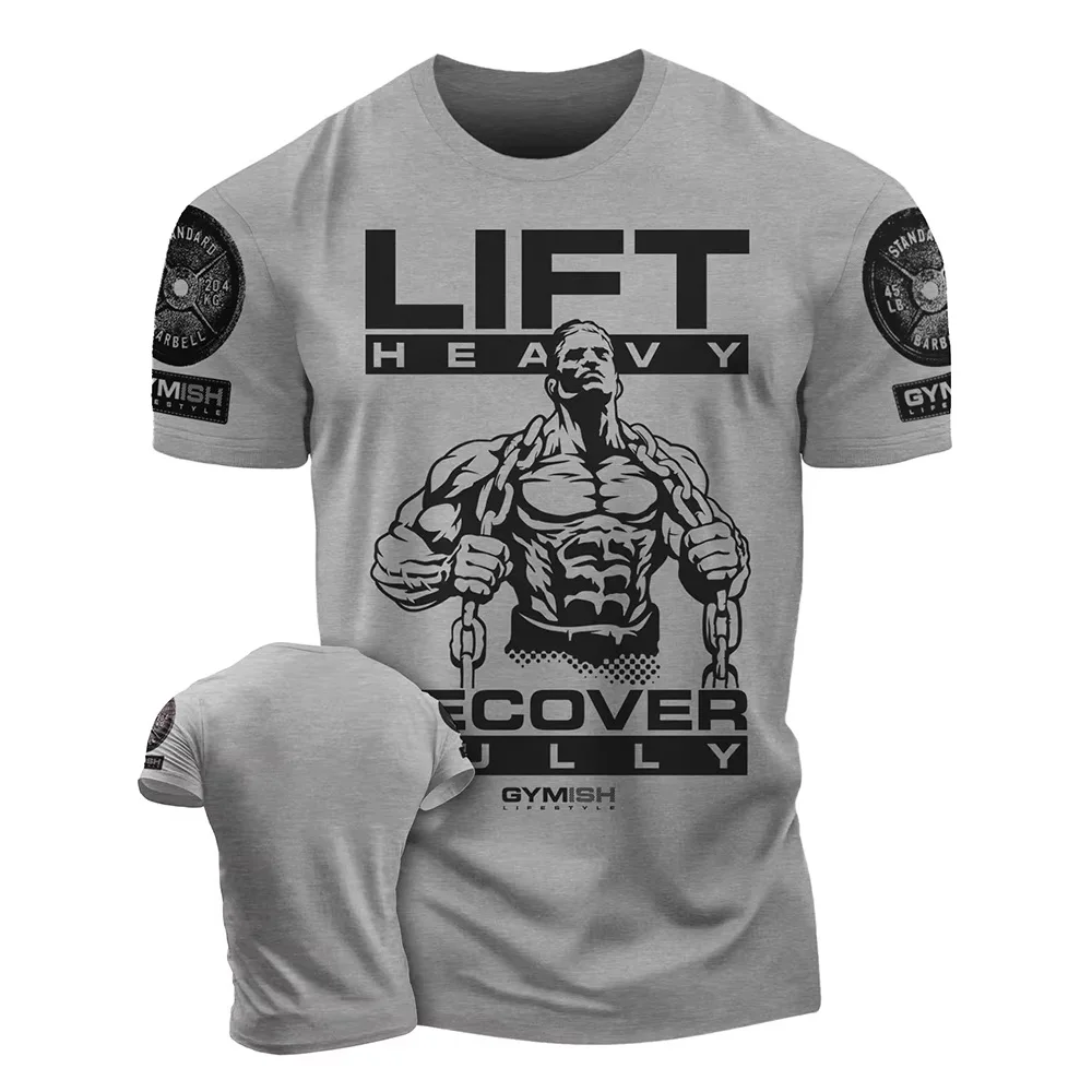 

3D Printed Recover Fully Workout T-Shirt Funny Gym T-Shirt High Quality Men's Short Sleeves Muscle Man Tough Guy T-Shirt 3