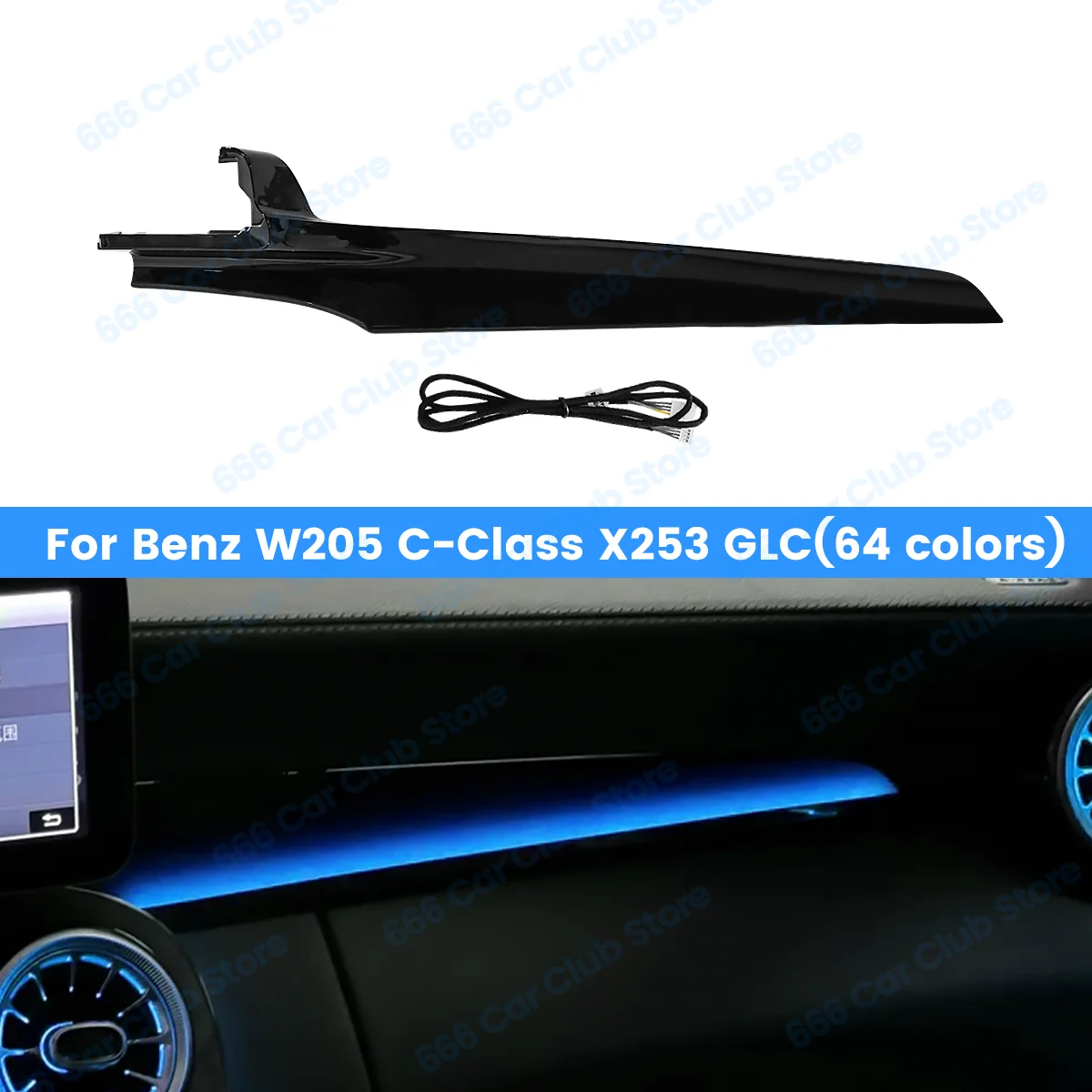 

64 Color Copilot Lamp For Mercedes Benz C-class W205 X253 C43 C63 Coupe GLC Car LED Passenger Instrument Panel Ambient Light