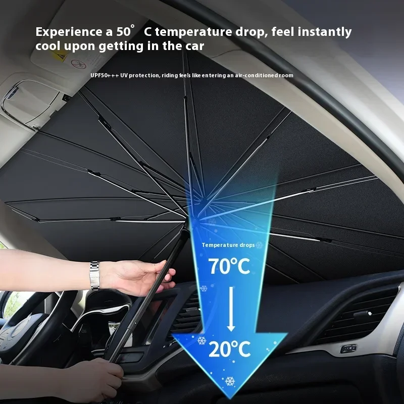 Car Sunshade Windshield Umbrella with 360°Rotation Bendable Handle Front Window Sun shade UV Protection Summer Car Accessories