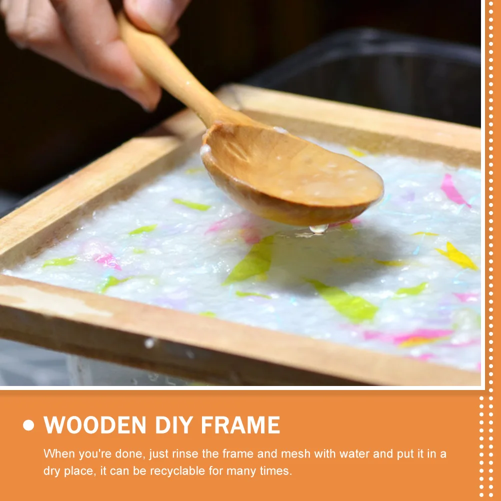 

3pcs Wooden Paper Making Frame Kids Handicraft Tool Diy Craft Screen Printing Kit T-Shirts Bags Recyclable Educational Gift For