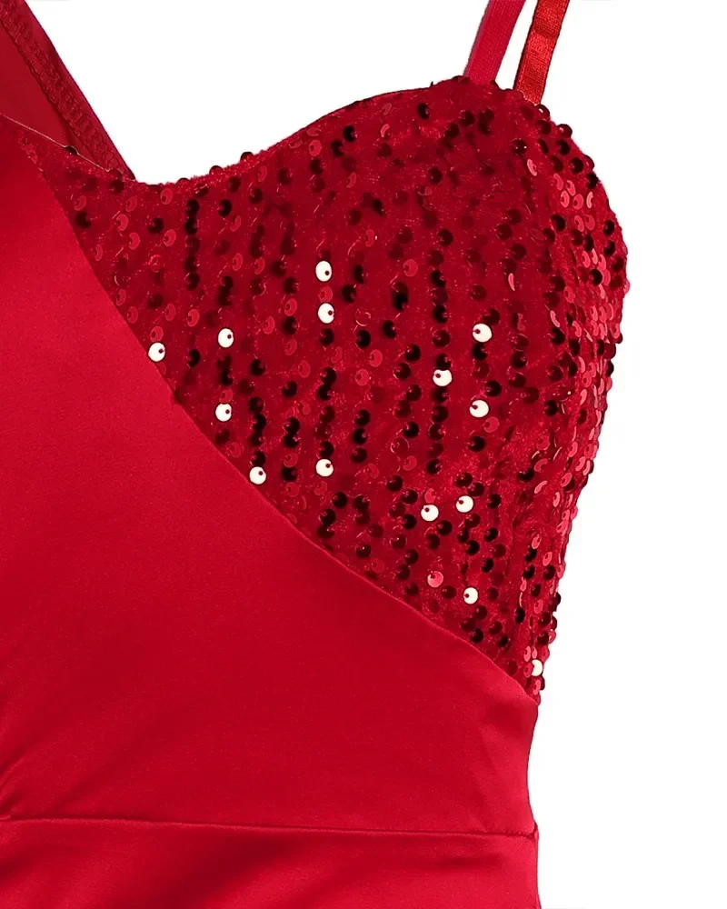 Abito lungo da festa abiti da donna fasciatura a fessura paillettes elegante abito da ballo estivo da spiaggia aderente vacanza rosso Sexy Maxi abiti