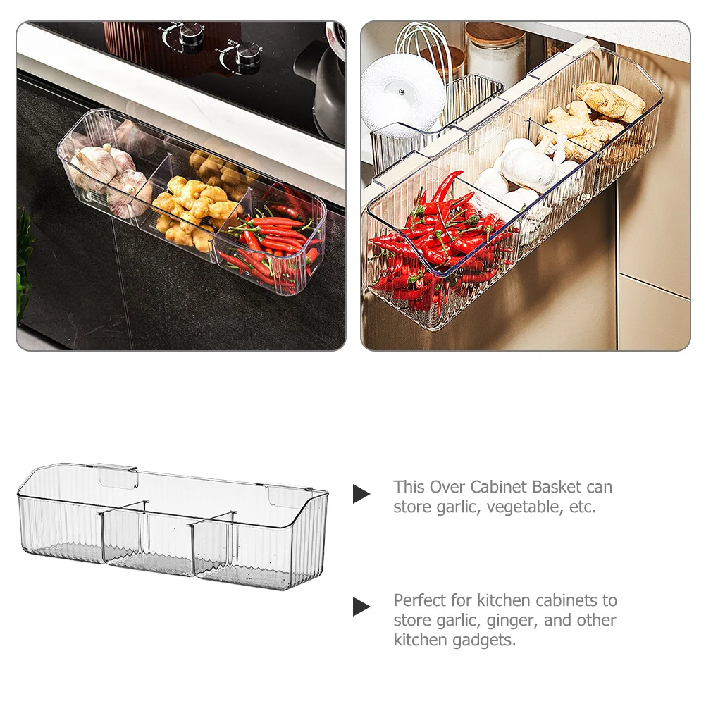 

Over Cabinet Door Storage Basket Hanging Organizer Kitchen Vegetable Garlic Ginger Basket Pet Holder Clear Plastic