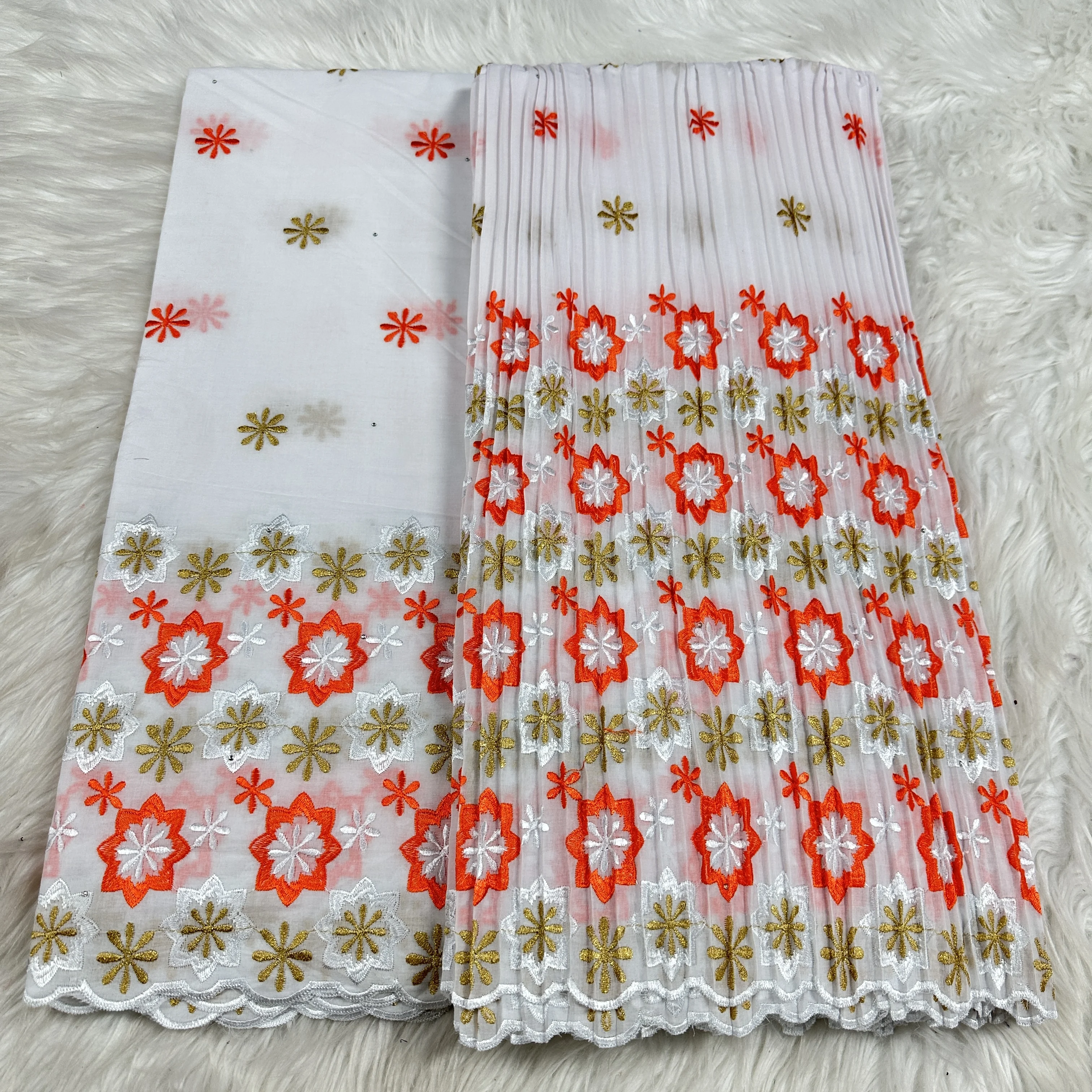 

African Cotton Lace Fabric 2025 With Stones High Quality for Nigerian French Swiss Voile Lace 2.5+2.5 Yards For Wedding Dresses