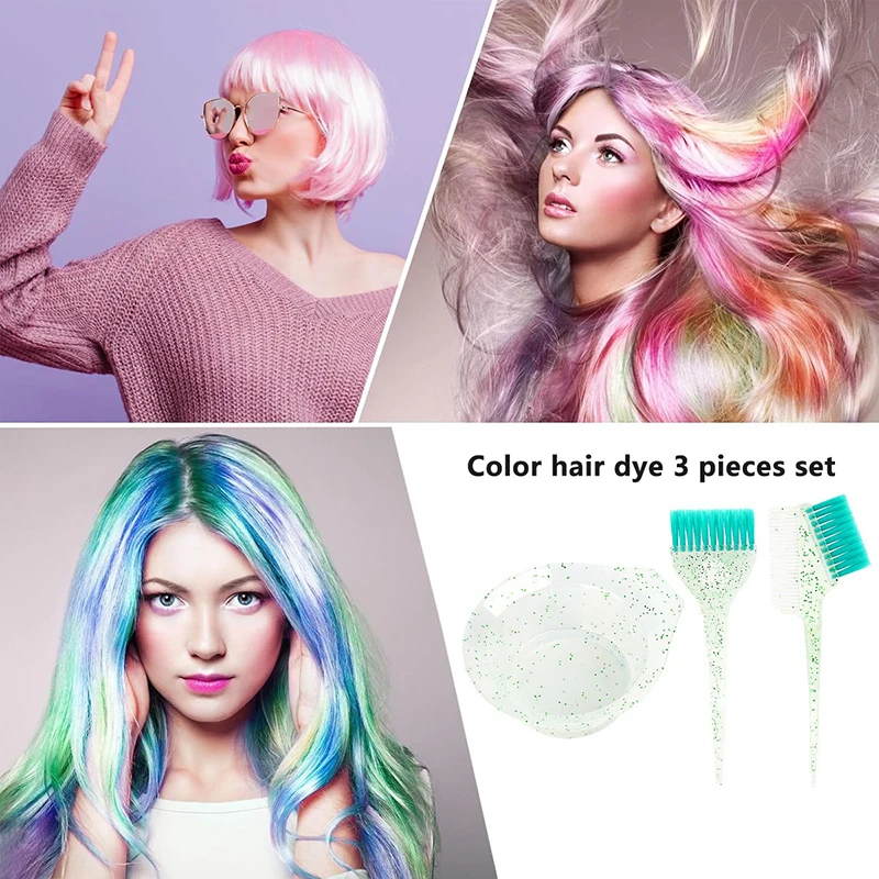 3Pcs/set Professional Hair Dyeing Set Hair Coloring Products For Salon Barber Coloring Hair Dye Brush Bowl Fashion Hairstyle