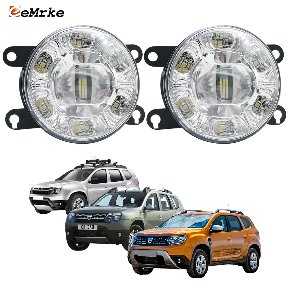 

Led Fog Lights Assembly Headlights for Dacia Duster HS 2010-2023 with Clear Lens + Car DRL Daytime Running Lamp PTF Accessories