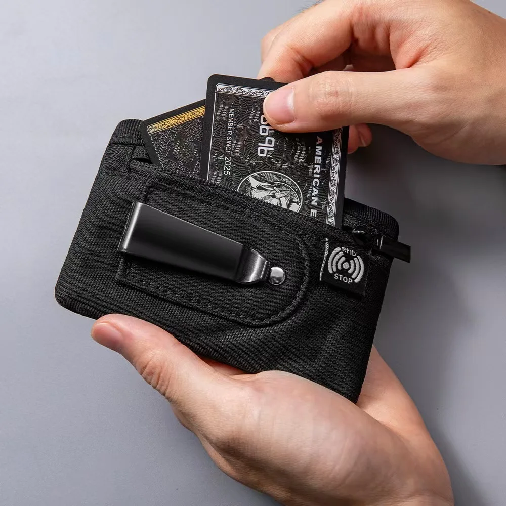 RFID Anti-Theft Outdoor Waist Clip Card Holder Travel Hidden Coin Pouch Storage Anti-Skimming Waist Bag