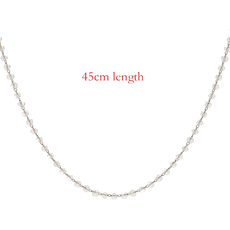 SZN Stainless Steel Beaded Crystal Charms Chain Necklace For DIY Jewelry Simple Fashion Choker Necklaces Making Findings 45cm