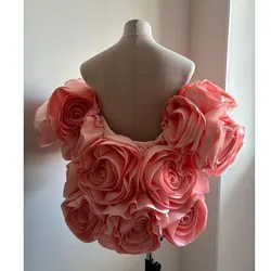 Lindas jaquetas de noiva artesanais para mulheres, capa floral curta, jaqueta de casamento 3DFlower, roupas femininas