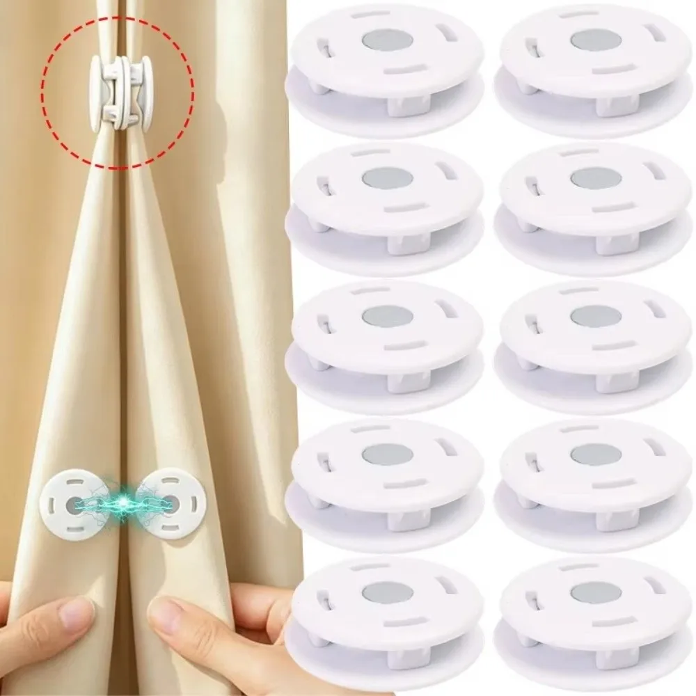 Plastic Magnetic Curtain Clips Tool-Free Installation Nail Free Design Curtain Magnetic Buckles Removable Light Blocking