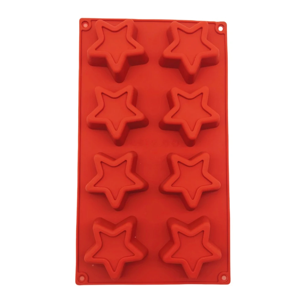 8 Cavity Hollow Five‑Pointed Star Silicone Cake Mold Border Star Mould for Wax Melts Chocolate Candy DIY Handmade Aroma Candle