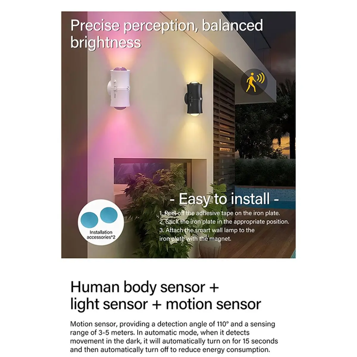 

Светодиодный ночник BABQ RGB Sunset с датчиком движения, беспроводной настенный светильник, двухголовочный магнитный прожектор для декора спальни