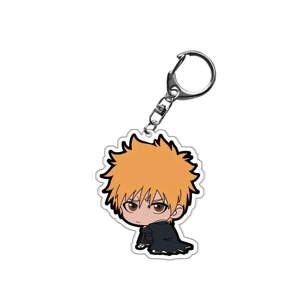 Bleach Kurosaki Ichigo Kuchiki Anime llavero Rukia figuras de dibujos animados bolsa acrílica etiqueta Cos Baji accesorios colecciones de Fans