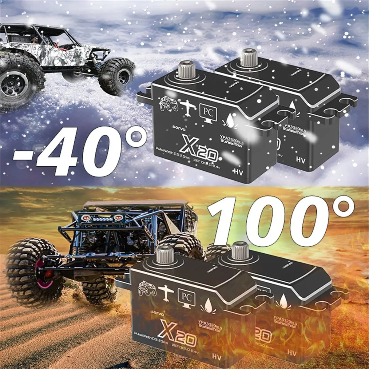 20KG PWM Digital Brushless Servo Motor Full Metal Gear Large Torque Low Profile Short Body Servo for Rc Car 1/8 1/10 [sgqu-Toy]