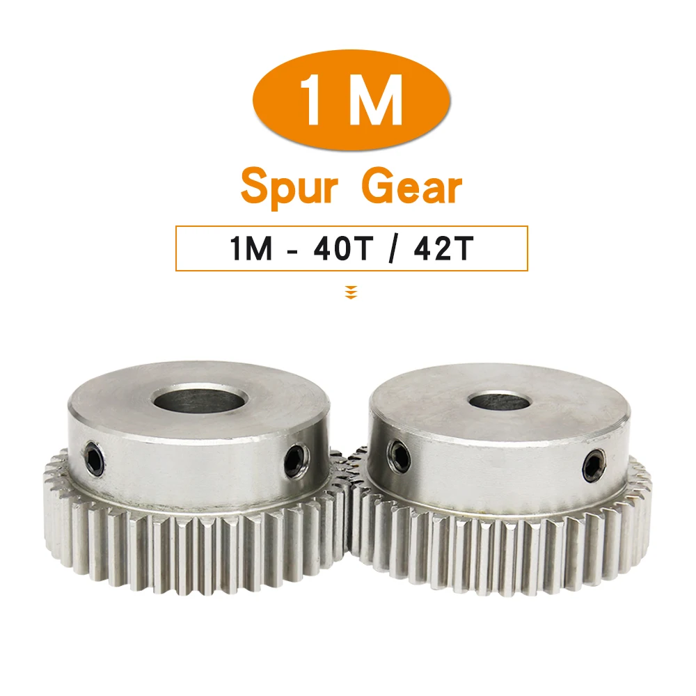 1 Piece Gear Wheel 1M-40T/42T Bore Size 8/10/12/14/15 mm 304 Stainless Steel Motor Gear Teeth Thickness 10 mm Total Height 20 mm