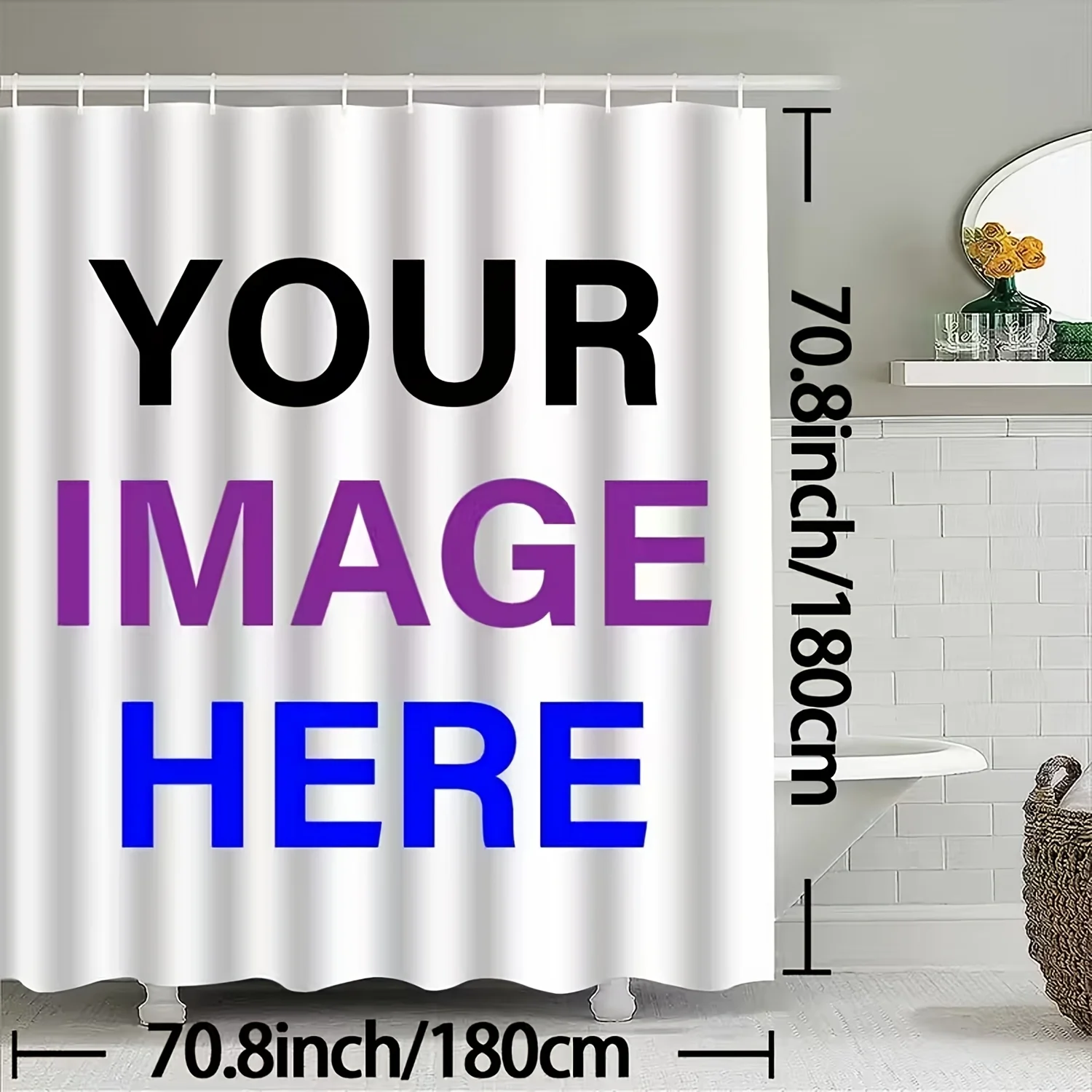 Farmhouse Custom Photo Shower Curtain DIY Personal Image Printing Mildew Proof Bath Curtain With Complete Hooks For Bathroom Int view 6