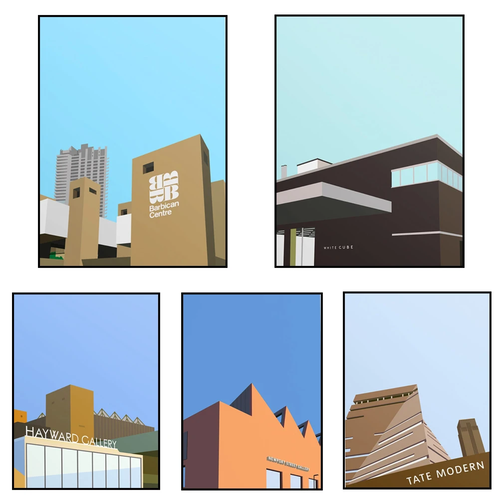 Newport Street, Barbican Centre, Hayward Gallery, Tate Modern, Bermondsey Poster, Wall Art Deco Canvas Print, Illustration