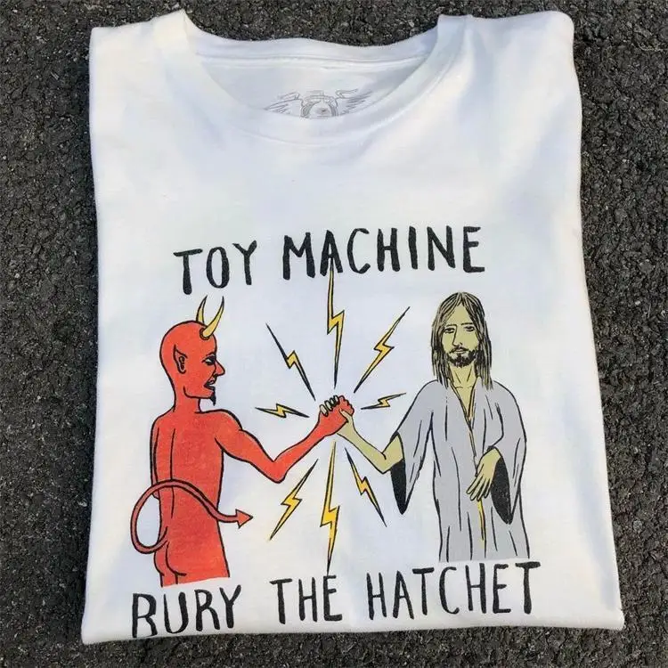 

American Street Toy Machine Trend Skateboard Printing Round Neck Half Sleeve T-shirt Loose Heavy Cotton Short Sleeve T-shirt Men
