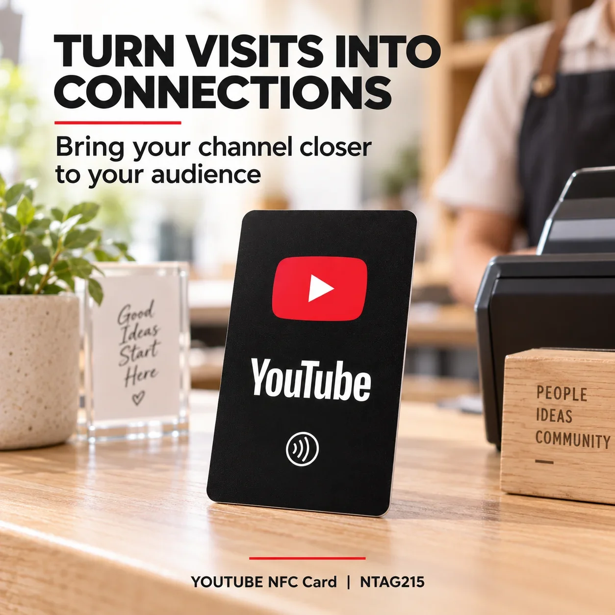 1pc Black NFC Card for YouTube PVC 215 Chip Rewritable for Shops and Small Businesses Buyer Setup Required Before Use