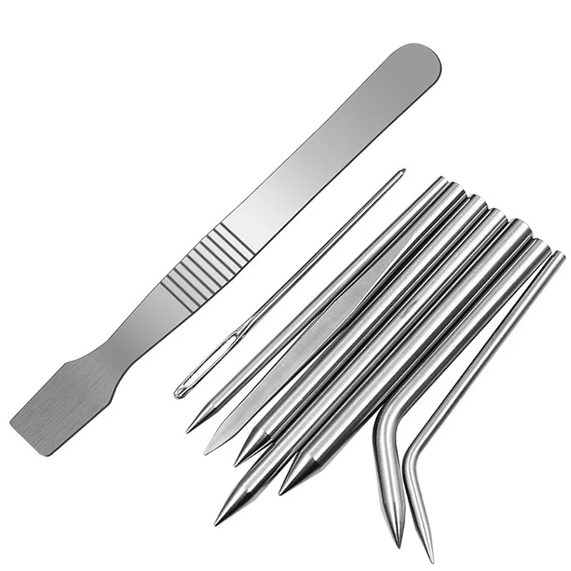 Juego de costura de Paracord plateado, aguja de cuerda de paraguas de acero inoxidable, accesorios de joyería DIY