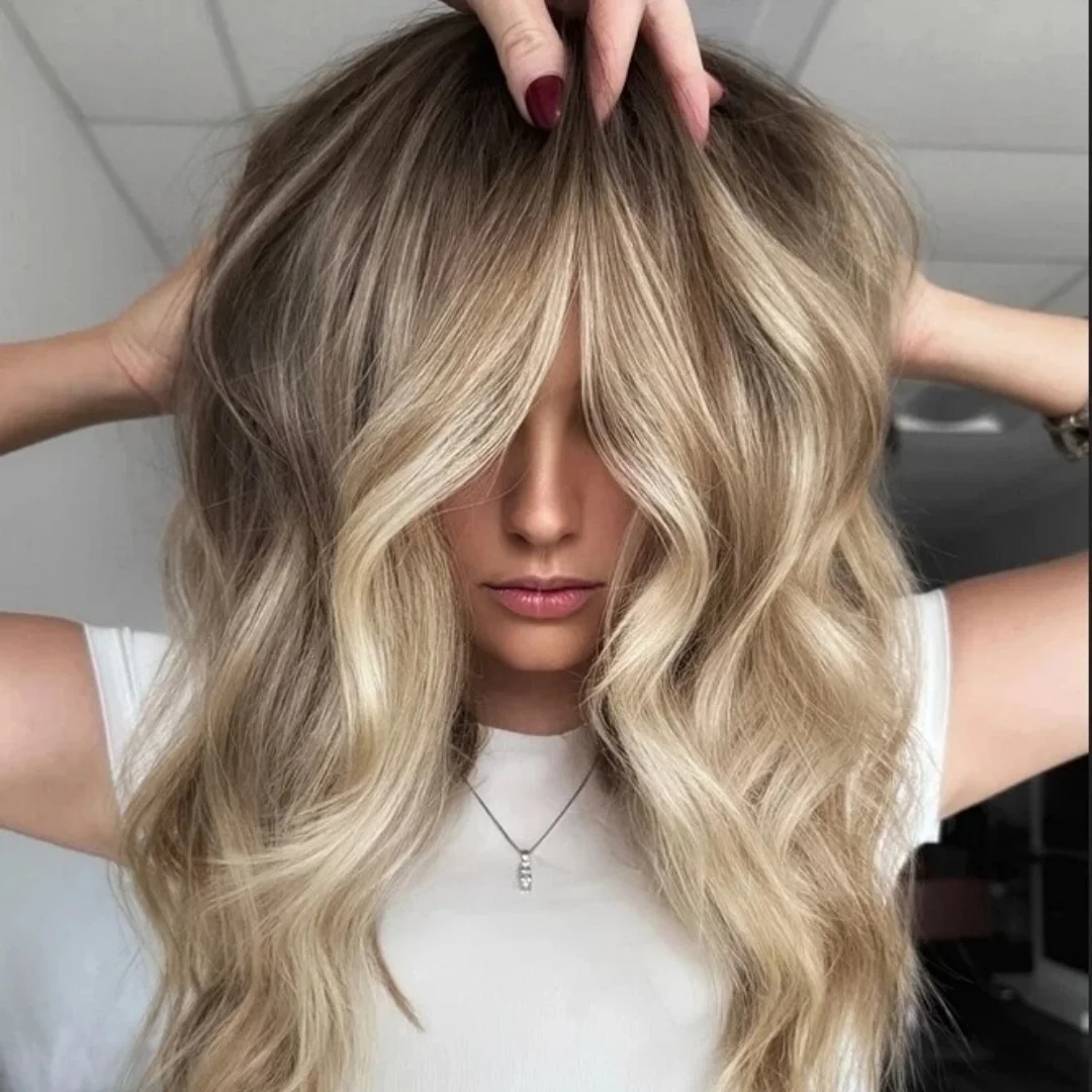 Caramel Brown Wigs Wavy Ombre HD Synthetic Lace Front Wig Free Part Wig For Women Gift Preplucked Realistic Hairline Cosplay Wig