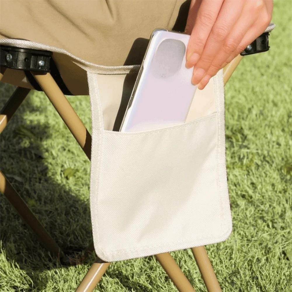 مقعد تخييم كبير الحجم قابل للطي وحامل عالي وخفيف الوزن ومحمول وجيب جانبي مع حقيبة حمل كرسي خارجي #3