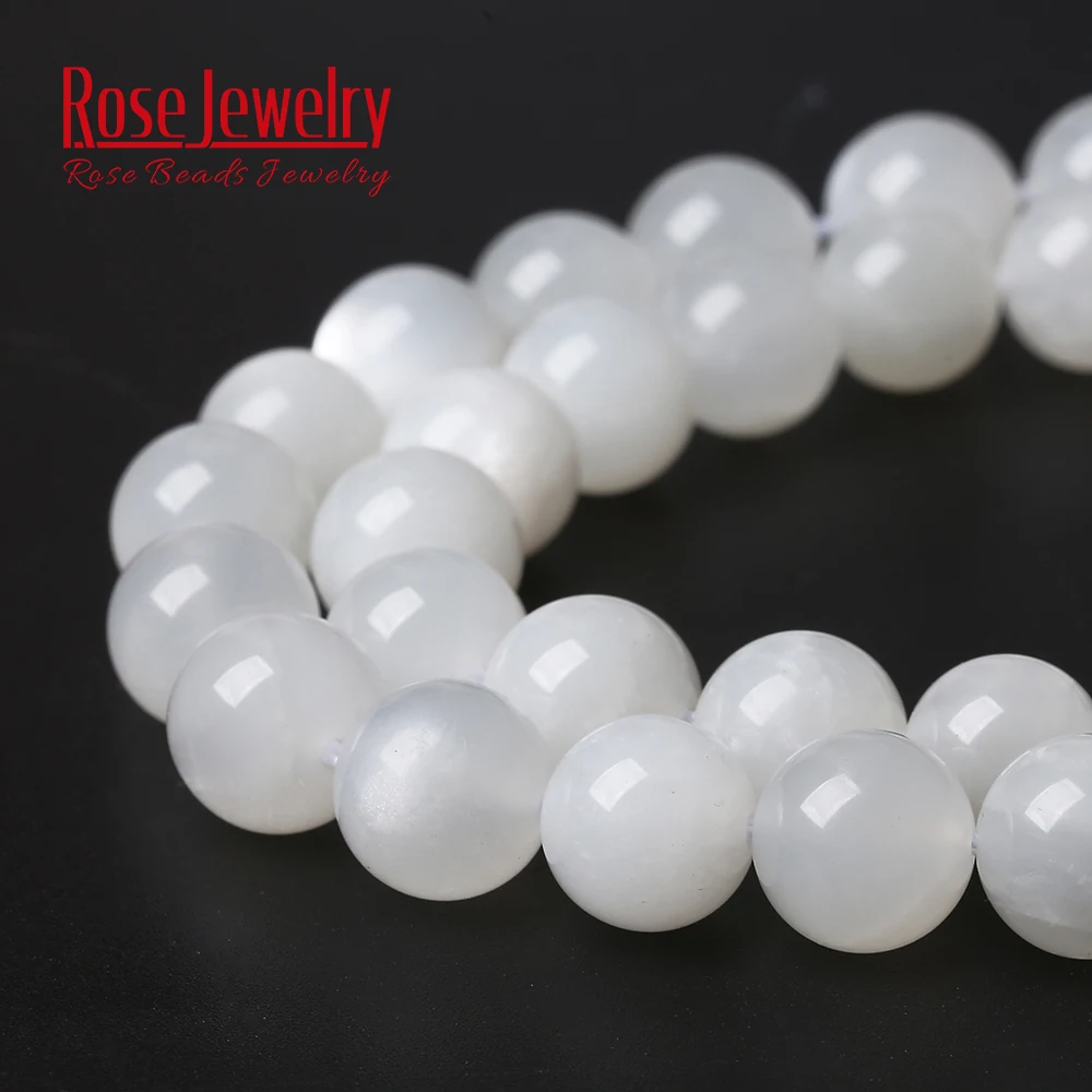 AAAAA Quality Natural White Moonstone Beads Round Loose Stone Beads 15\