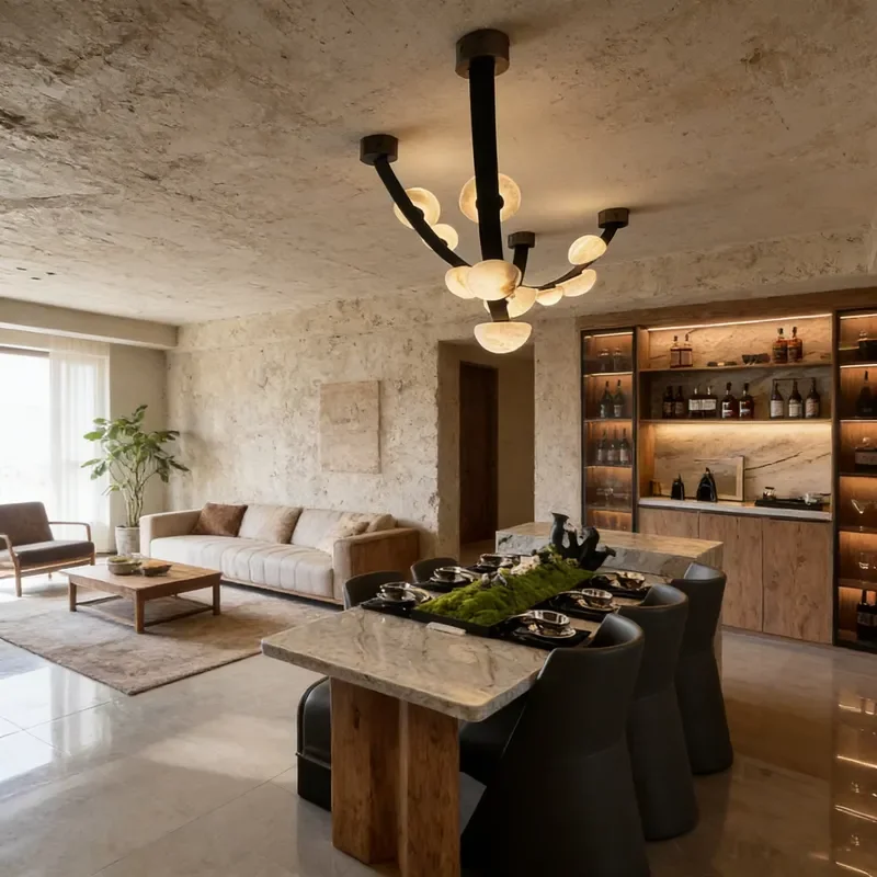 Minimalist Modern Alabaster Natural Marble Chandelier Leather (built-in Steel Strips) for Living Room Restaurant