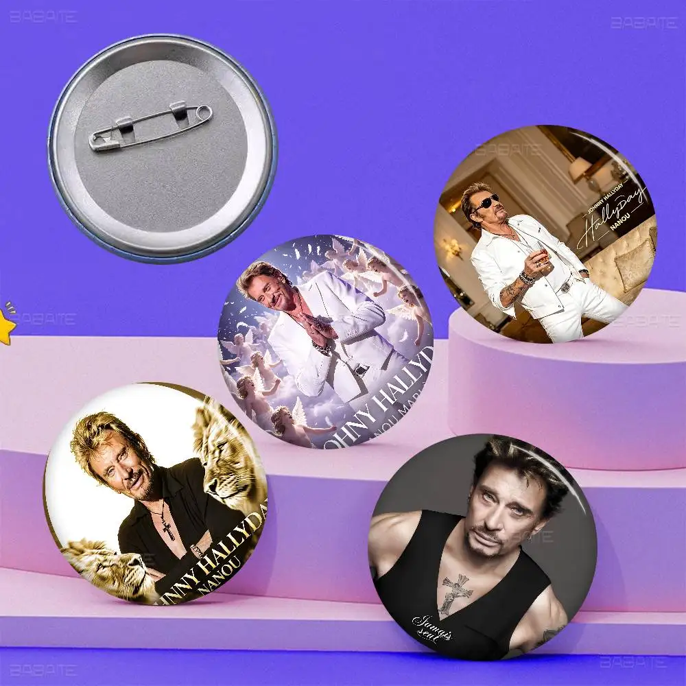 J-Johnny H-Hallyday 58mm Cute Series Pins Funny Badge Interesting Cartoon Animals Brooches Backpack Clothes Gift Accessory