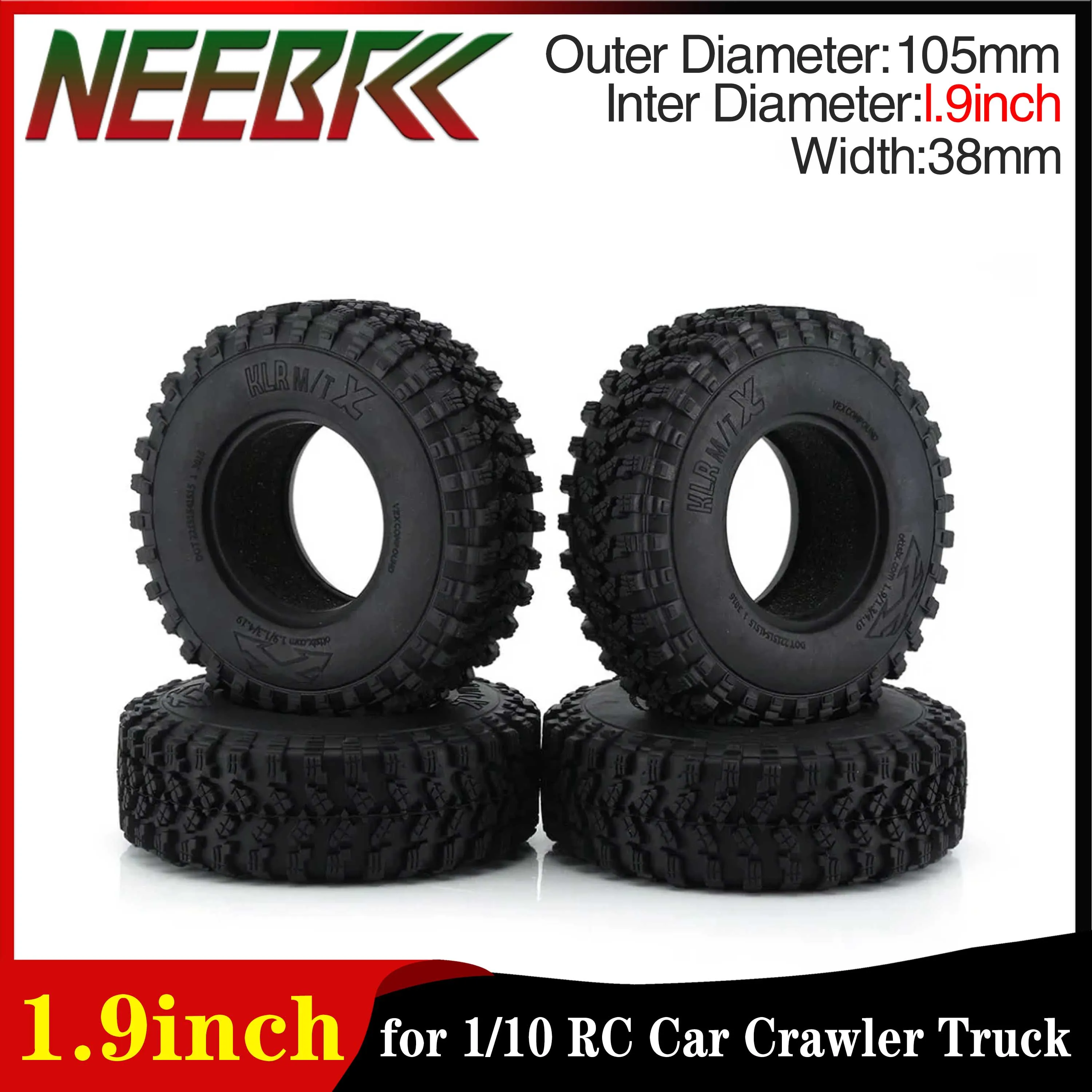 4 قطعة NEEBRC 1.9 بوصة مجموعة الإطارات Skidproof المطاط الإطارات ل 1/10 RC سيارة الزاحف شاحنة Traxxas مائل 4x4 Trx4 ترقية الملحقات