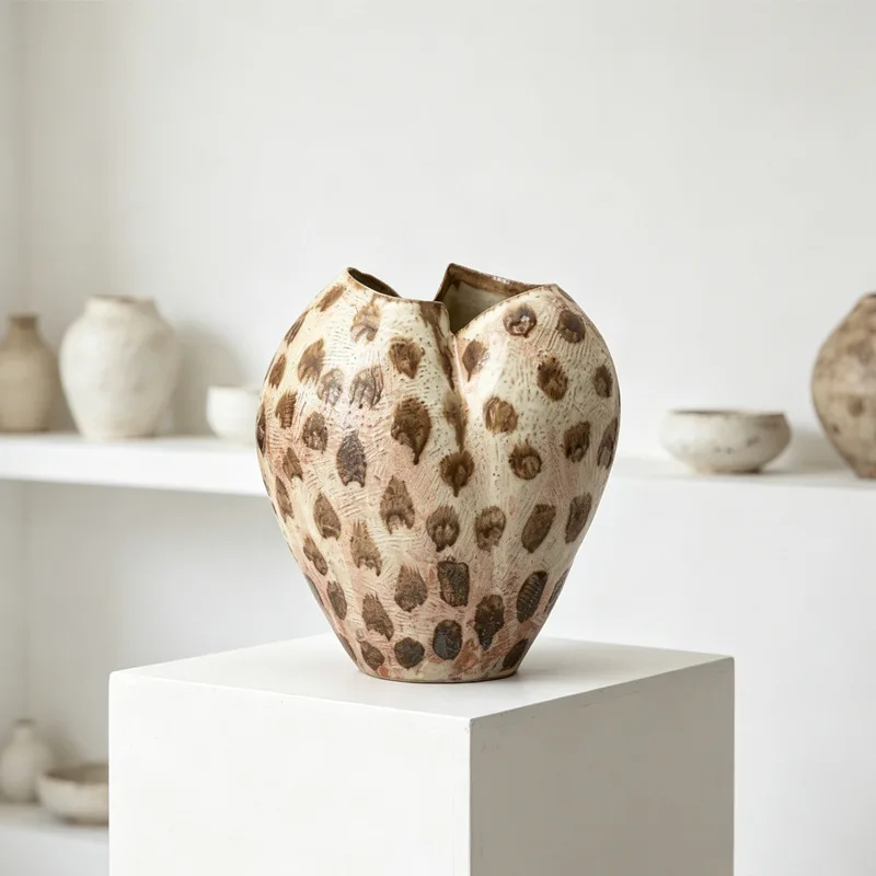 Medieval style star fall ceramic vase art dining table pottery pot flower ware decorative ornament