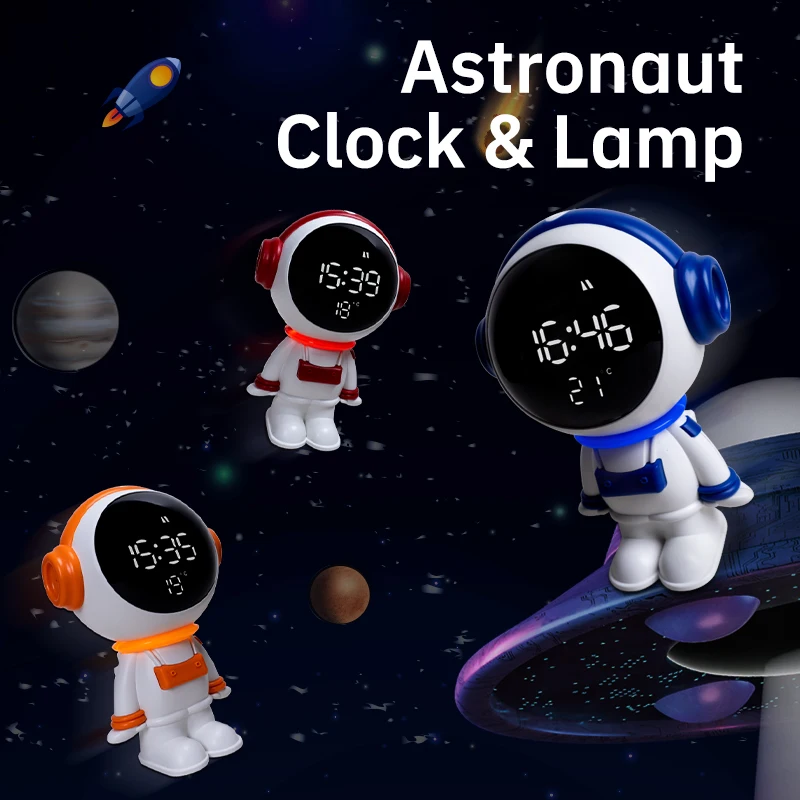 Astronaut electronic display clock  Creative boy's room decoration  Child's wake-up alarm clock  Student desk ornament