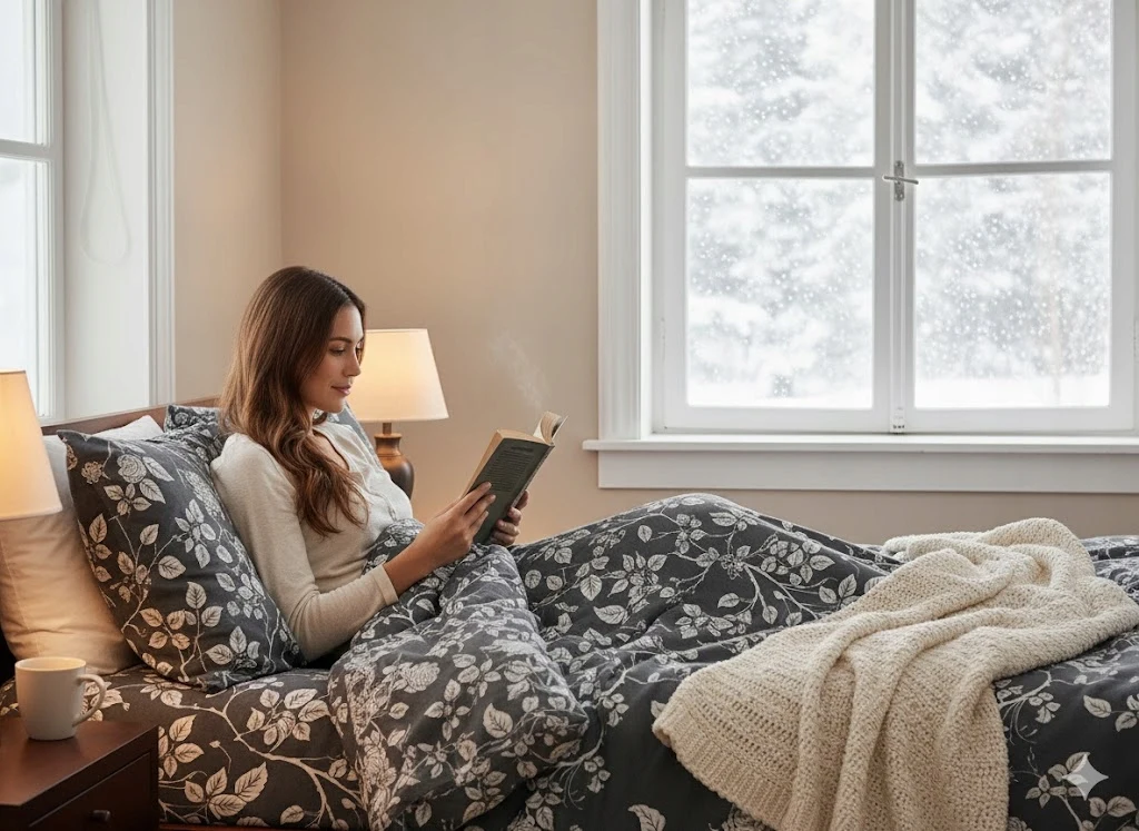 Juego de Ropa de Cama de 3 Piezas de Algodón con Estampado Floral Gris, 160×200 cm