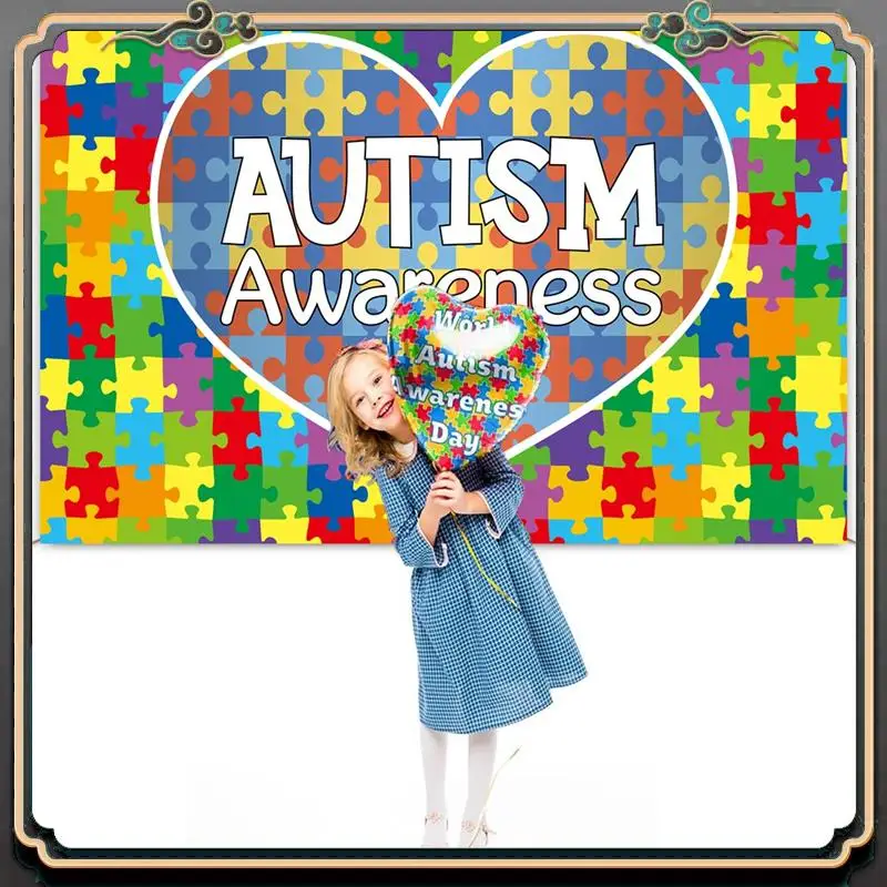 

Reliable-180X115cm Photography Background Fabric World Autism Day Banner Background Puzzle Scene Setting Background Fabric Easy