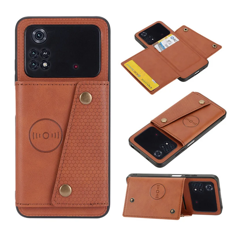 Leather Wallet Case For Xiaomi POCO M4 Pro Car Magnetic Holder Card Slot Phone Cover On Poko Little M4Pro M 4 Pro 4Pro M4 Pro 4G