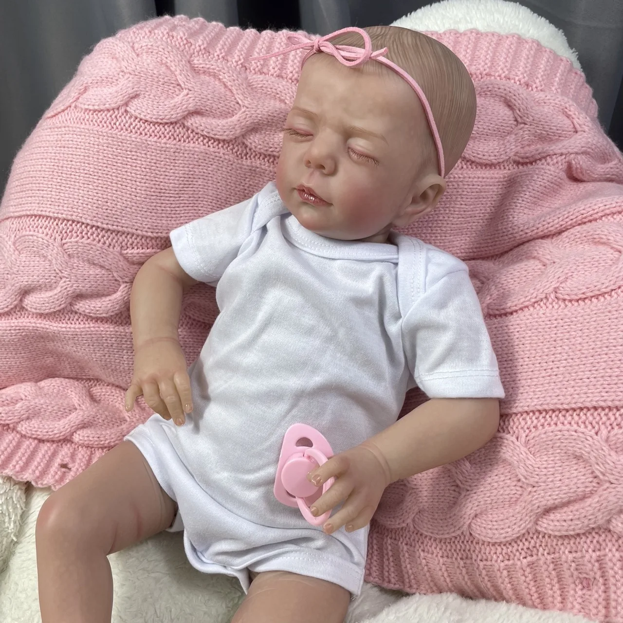 

19Inch New Face Finished Painted Reborn Doll Luise 3D Skin Skin Visible Veins Newborn Toy Figure Gift For Girls