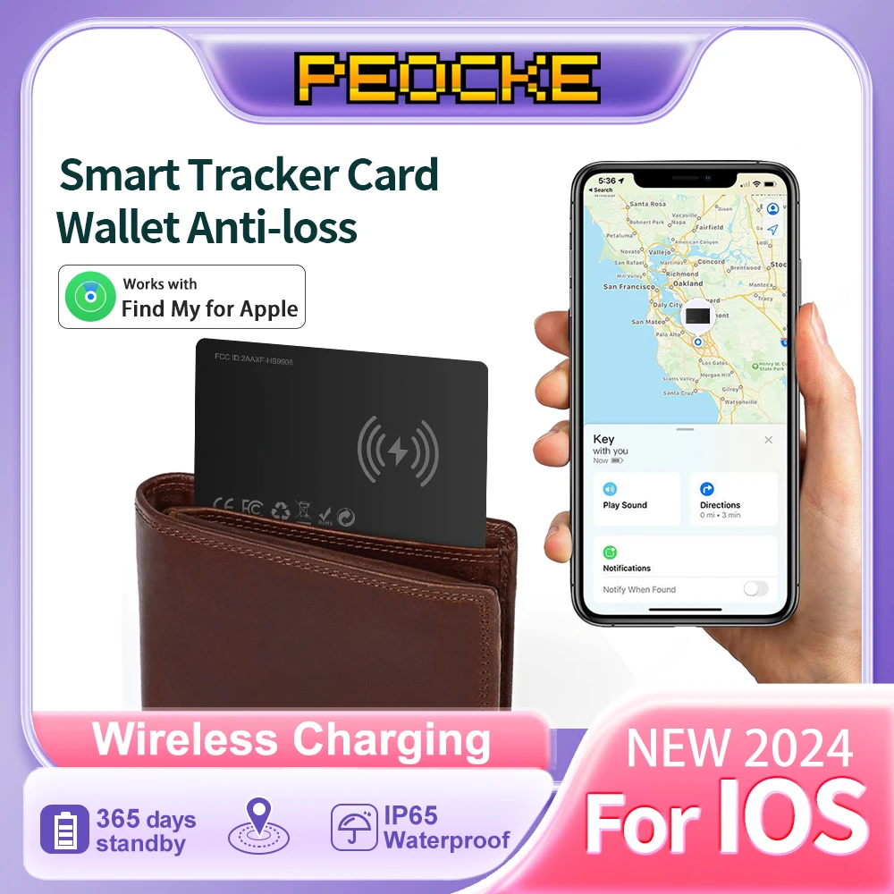 Tracker Card for Wallet Support Find My APP for Apple ios System GPS Locator Key Bag Lost Search Tag Ultra Thin Wireless Charge