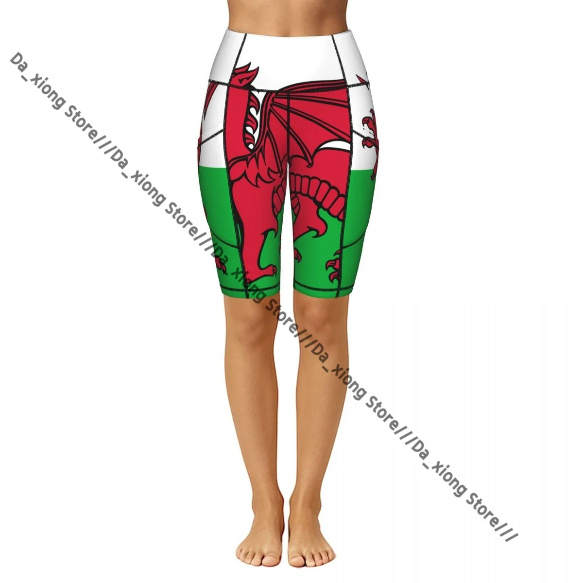 Women High Waist Yoga Shorts Flag Of Wales Stretch Hip Lifting Quick Dry Fitness Sports Shorts