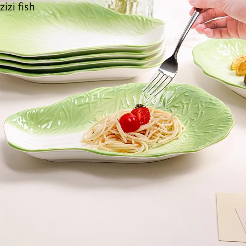 

Керамическая обеденная тарелка с капустой, сервировочная тарелка, декоративная посуда, блюдо для рыбы, тарелки для пельменей, блюдо для макарон, миска для фруктов, тарелки для сашими