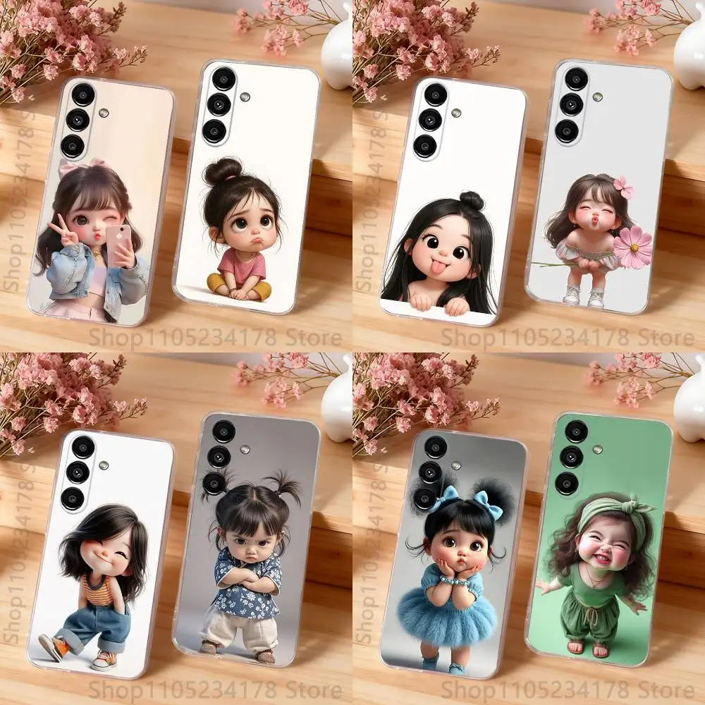 

Clear Phone case suitable for Samsung S30,S25,S24,S23,S21,S22,S20,S10,5G,FE,lite,PIus,Ultra Cartoon Cute Girl