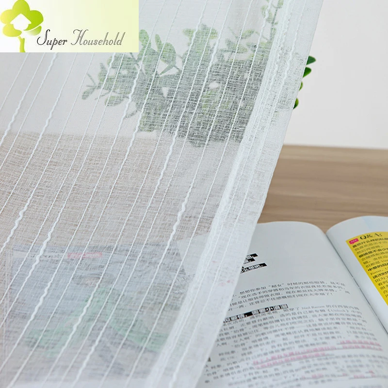 White All-Match Linen Stripe Window Screens Sheer Curtains For Living Room Tulle Modern Voile In Bedroom Balcony Yarn Decor