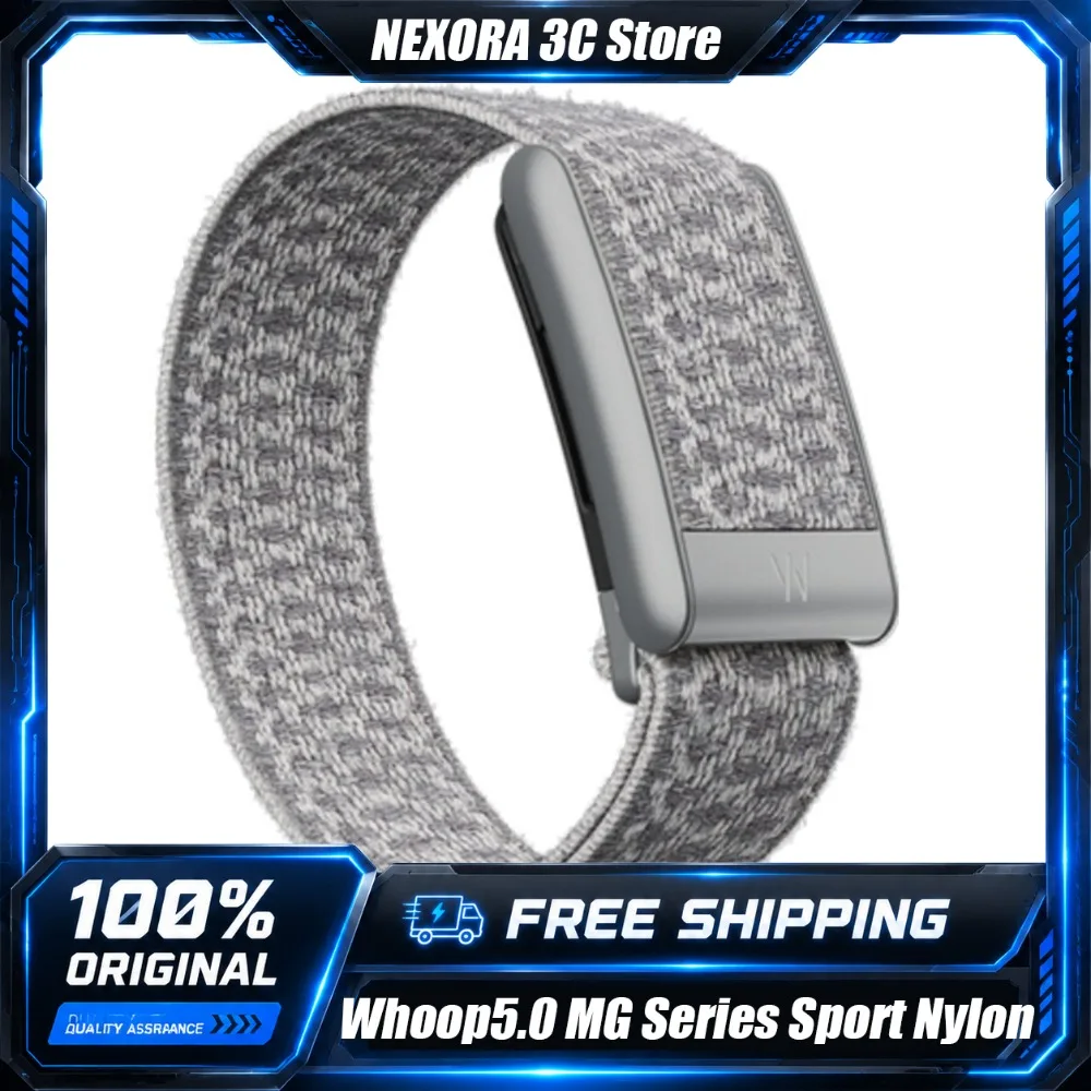 For Whoop 5.0 MG Nylon Braided Strap Soft Cashmere Texture Elastic Sport Wristband with W Logo Metal Connector Replacement Belt