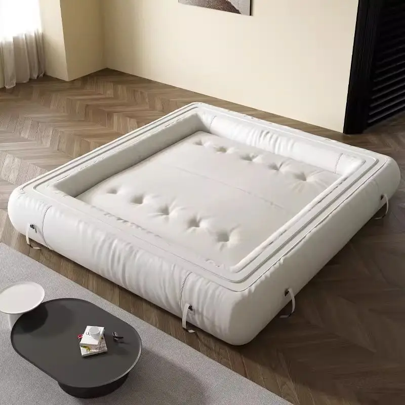 Retro leather sofa, small apartment Italian multi-function, just sit in the Internet celebrity living room, double folding sofa