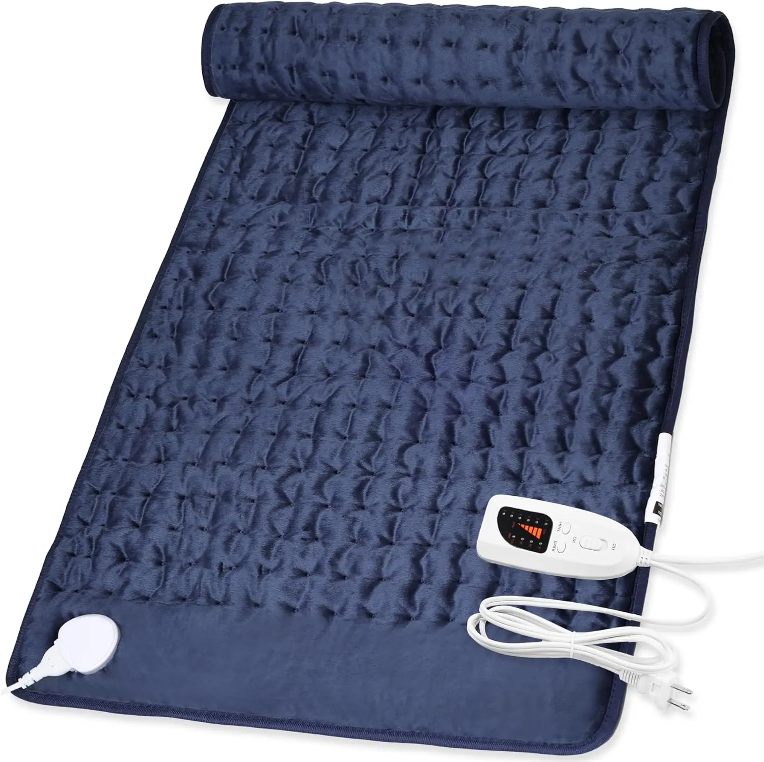 

Electric Heating Pad for Back, Neck, Abdomen - Moist & Dry Heat with Auto Shut Off, Navy Blue 40x20 Inch
