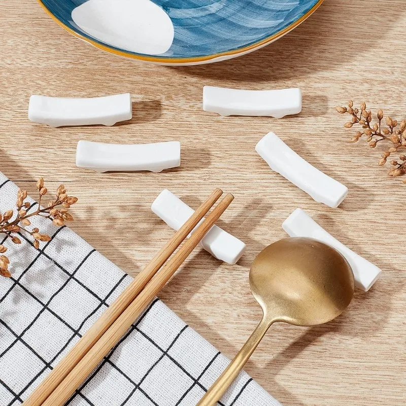 Repose-cuillère en céramique blanche, 6 pièces, petit repose-cuillère Stable, repose-cuillère à café, porte-cuillère en porcelaine blanche, supports de baguettes  15