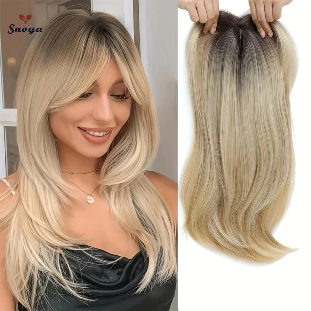 Synthetic Topper With Hair Bangs Hair Clip In Hair Extensions For Women Increase hair volume Cover White hair & Hairline