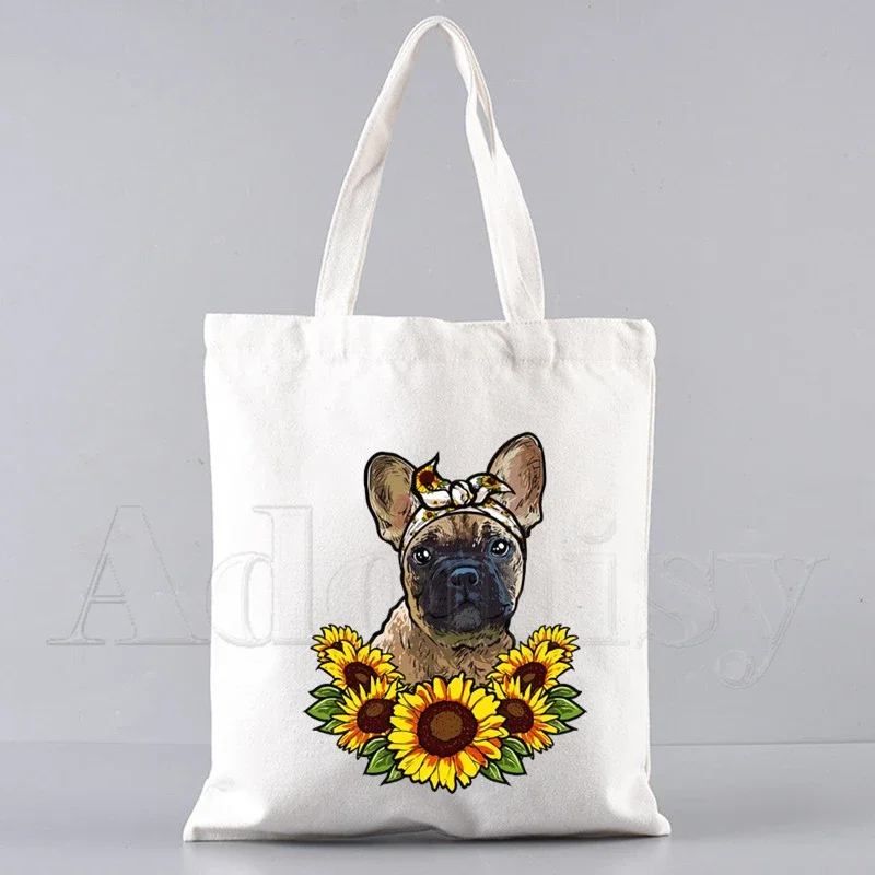 French Bulldog Shopping Bag Grocery Handbag Bolsas De Tela Tote Bolsa Shopping Bag Jute Tote Fabric Custom